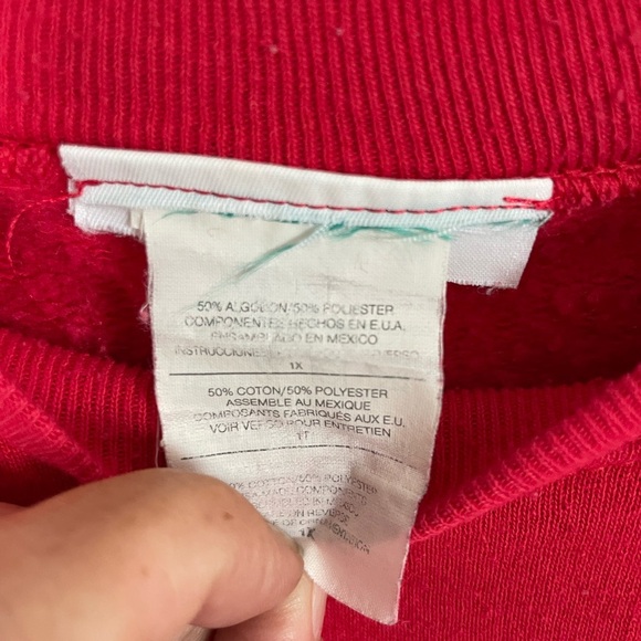 Vintage Red Sweatshirt with Patriotic memorial or Labor Day embroidered Design. - Picture 3 of 3